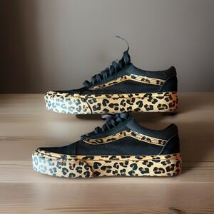 VANS Old Skool Platform Leopard Women's Sneakers 9 /Men's 7.5 Canvas & Suede New